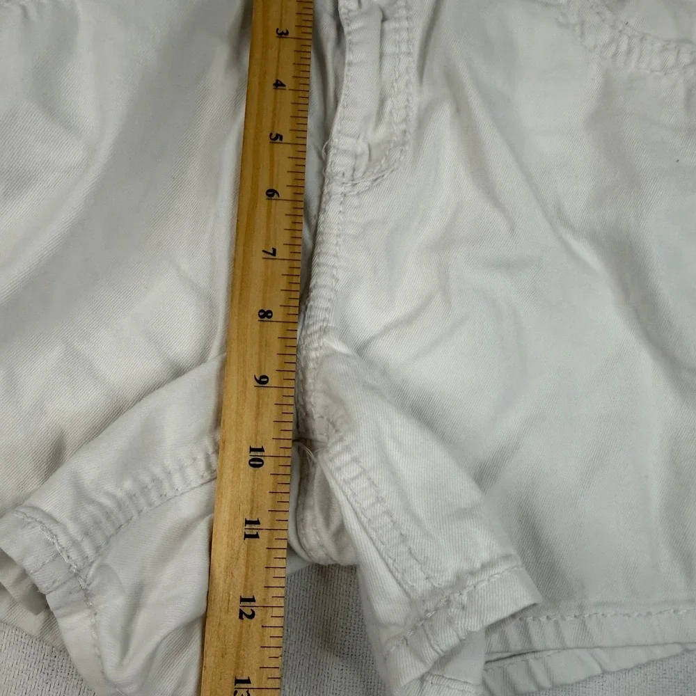 Earl Jean Womens White Denim Embroidered Back Pocket Stretch Shorts Size 14